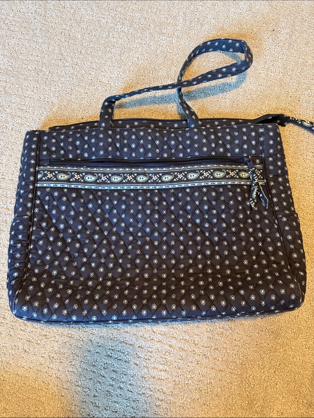 Vera Bradley Navy Quilted Floral-Print Tote with Patterned Zip